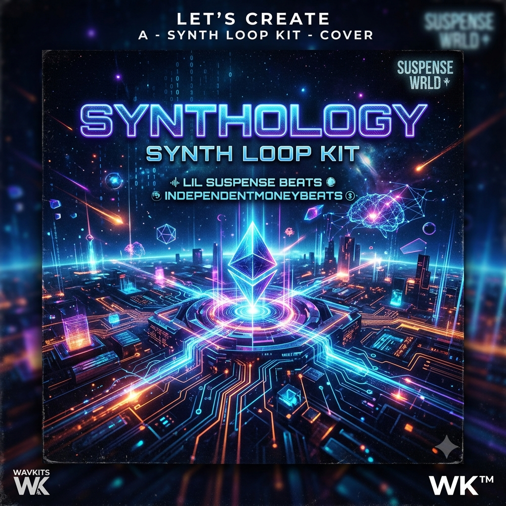 Synthology Synth Loop Kit Vol. 1 - Futuristic neon cityscape cover art