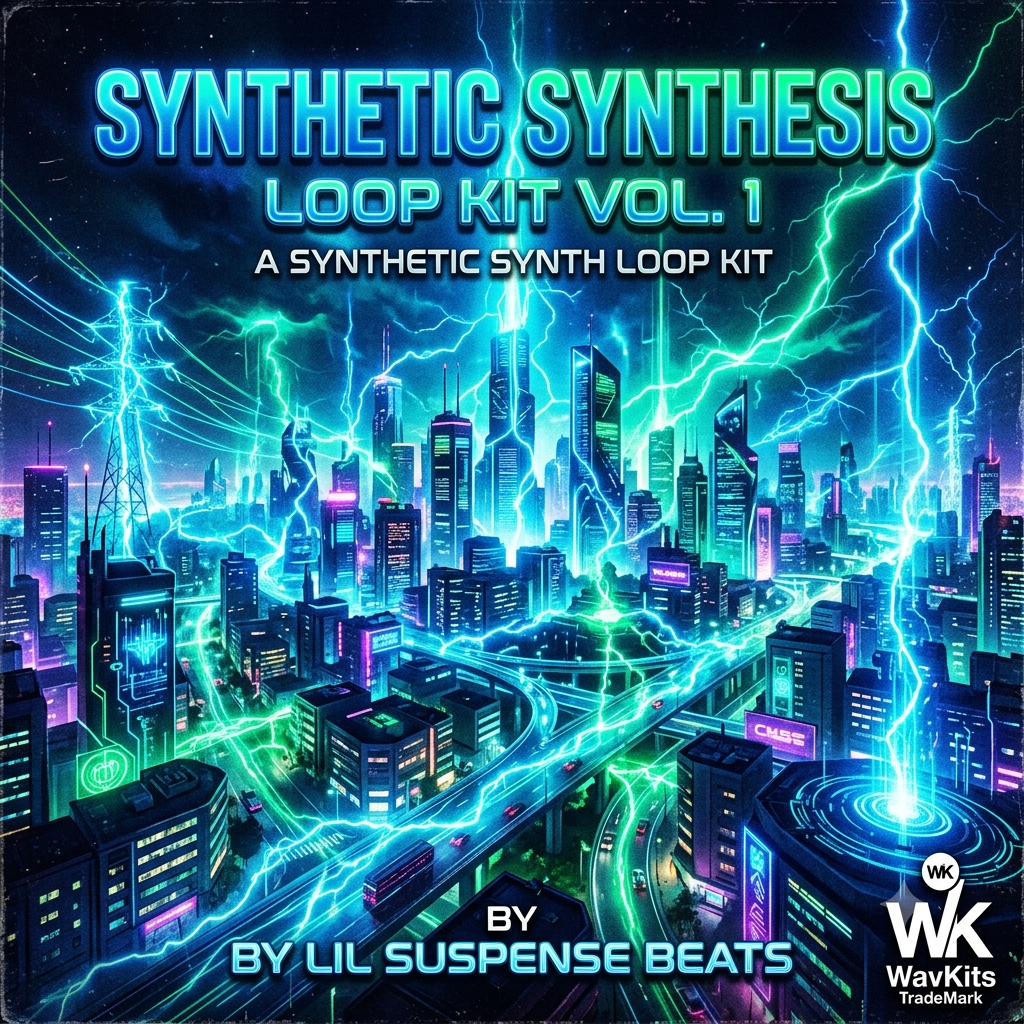 Synthetic Synthesis Loop Kit Vol. 1 - Electric neon city cover art by Lil Suspense Beats